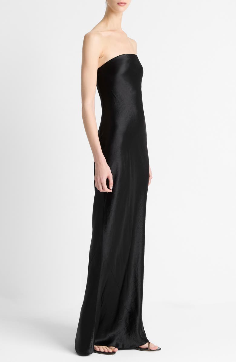 Vince Satin Strapless Gown, Alternate, color, Black
