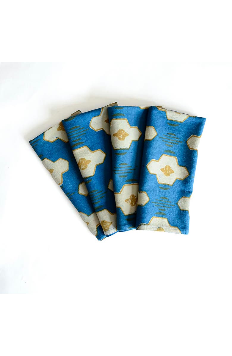 Ichcha Modern Block Print Cloth Napkins, Main, color, Blue