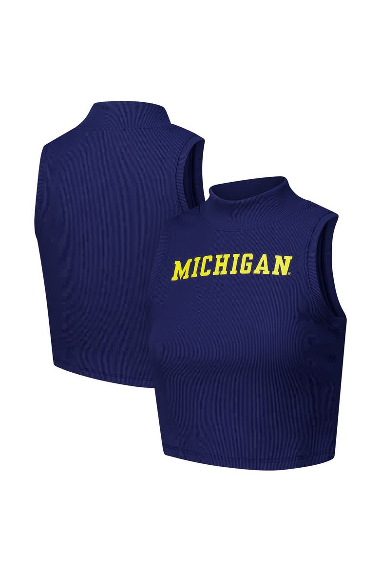 Women's ZooZatz Navy Michigan Wolverines Cropped Tank Top, Alternate, color, Navy