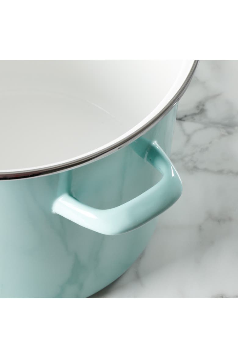 Thayer 12-Quart Enameled Steel Stock Pot with Metal Lid, Alternate, color, Martha Blue