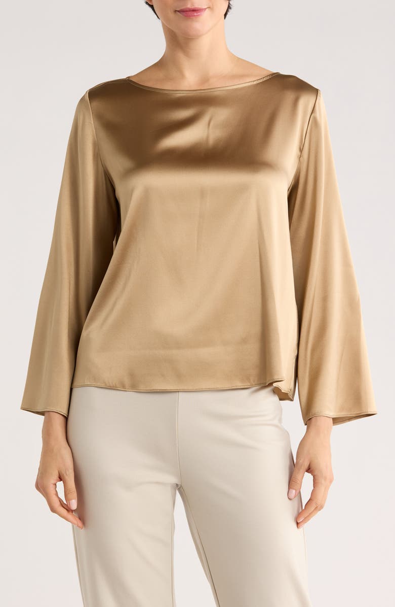 Eileen Fisher Stretch Silk Top, Main, color, Biscuit