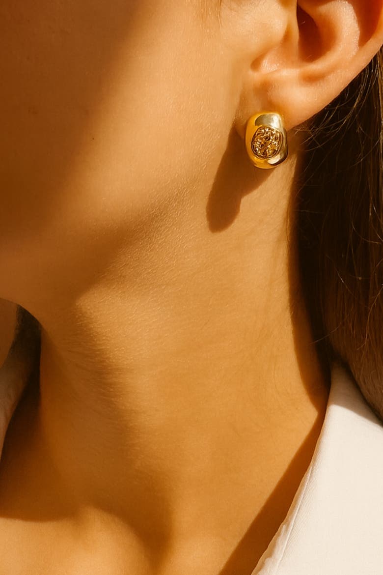 Halo Stud Earrings, Alternate, color, gold