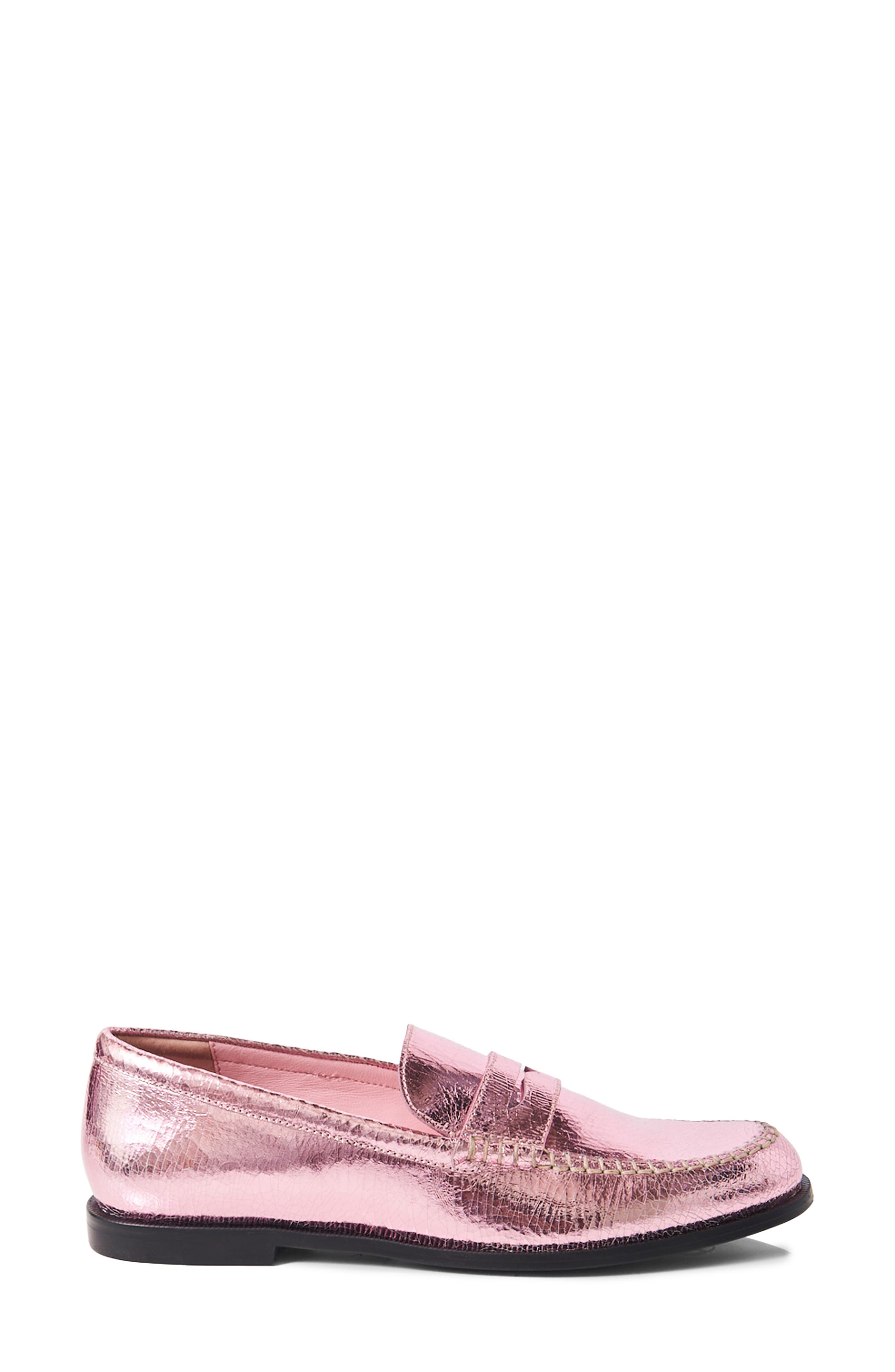 Contrast Stitch Penny Loafer, Alternate, color, PINK