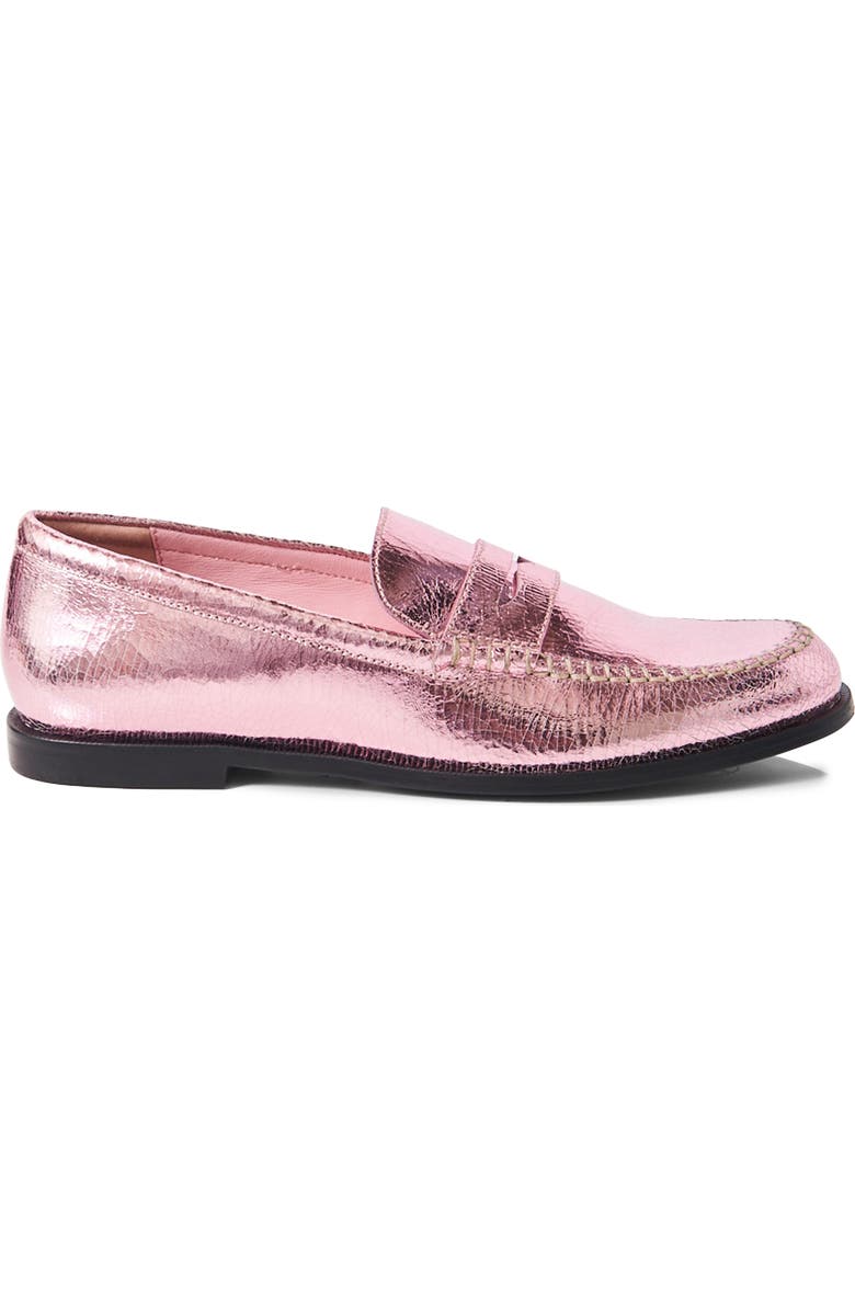 Free People Contrast Stitch Penny Loafer, Alternate, color, Pink