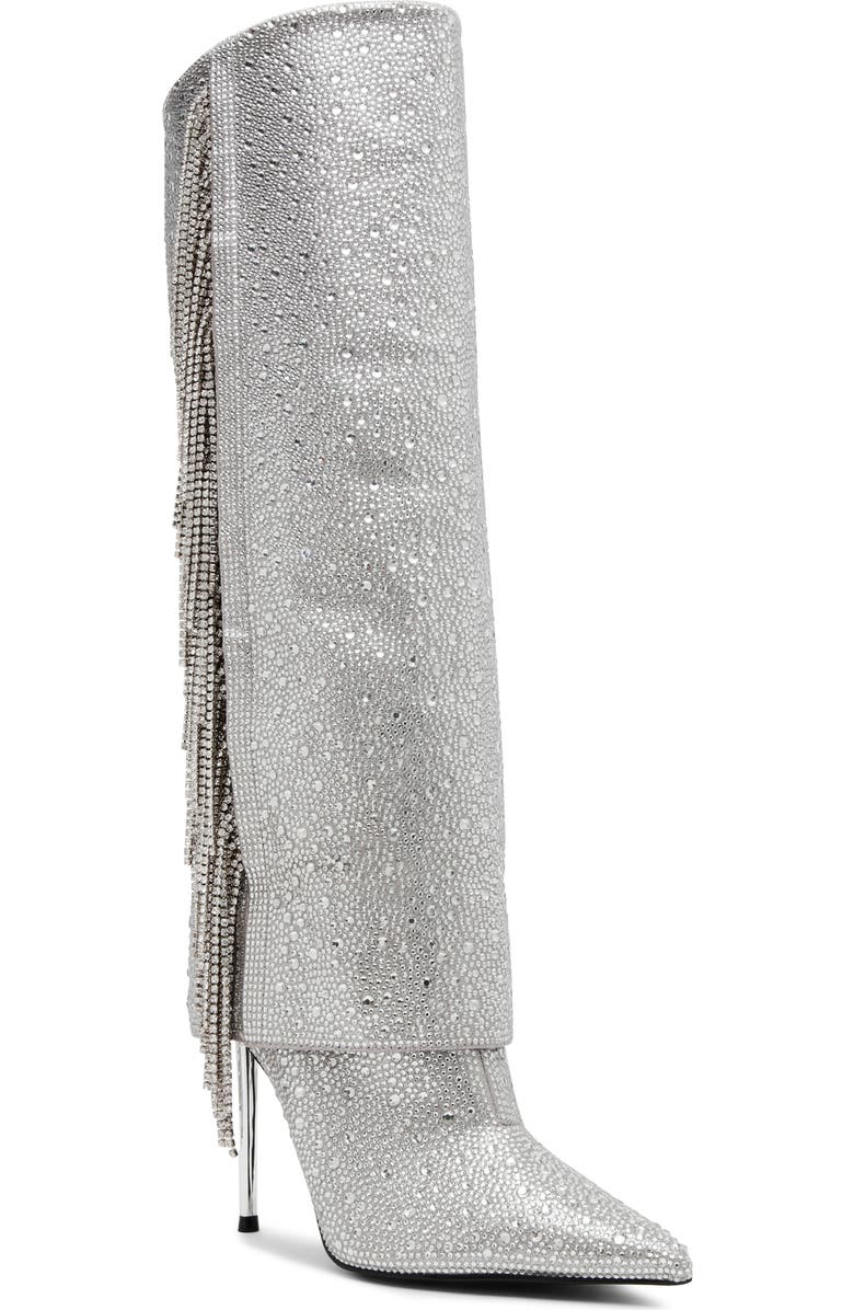 Steve Madden Sanya Rhinestone Fringe Knee High Boot, Main, color,
