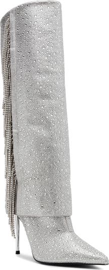 Sanya Rhinestone Fringe Knee High Boot
