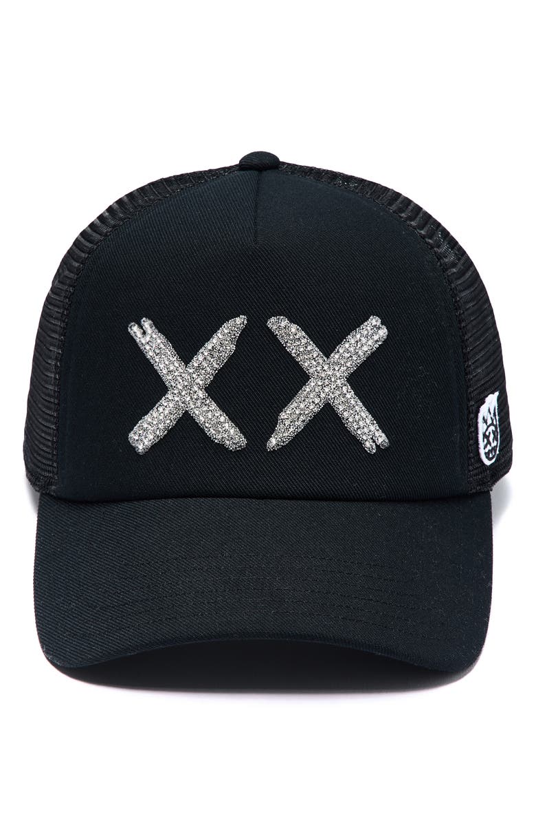 Cult of Individuality XX Crystal Embellished Trucker Hat, Alternate, color,