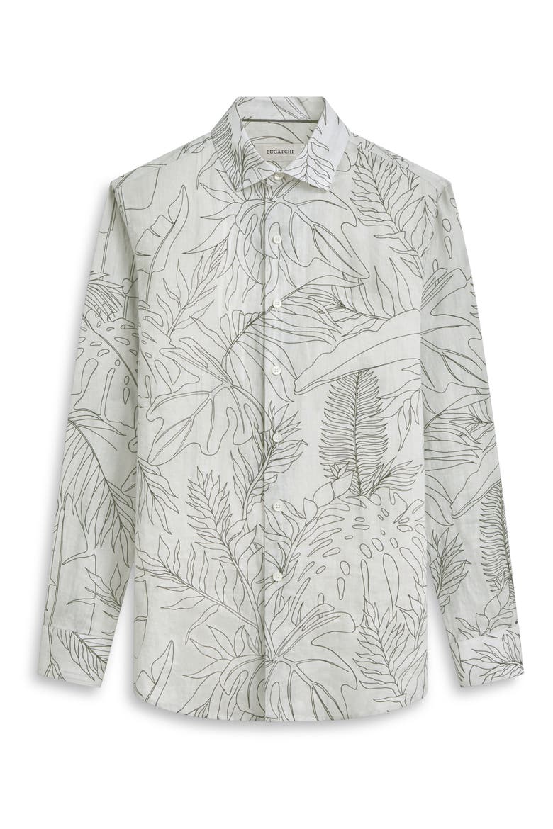 Axel Shaped Fit Woven Linen Button-Up Shirt, Alternate, color, CEMENT