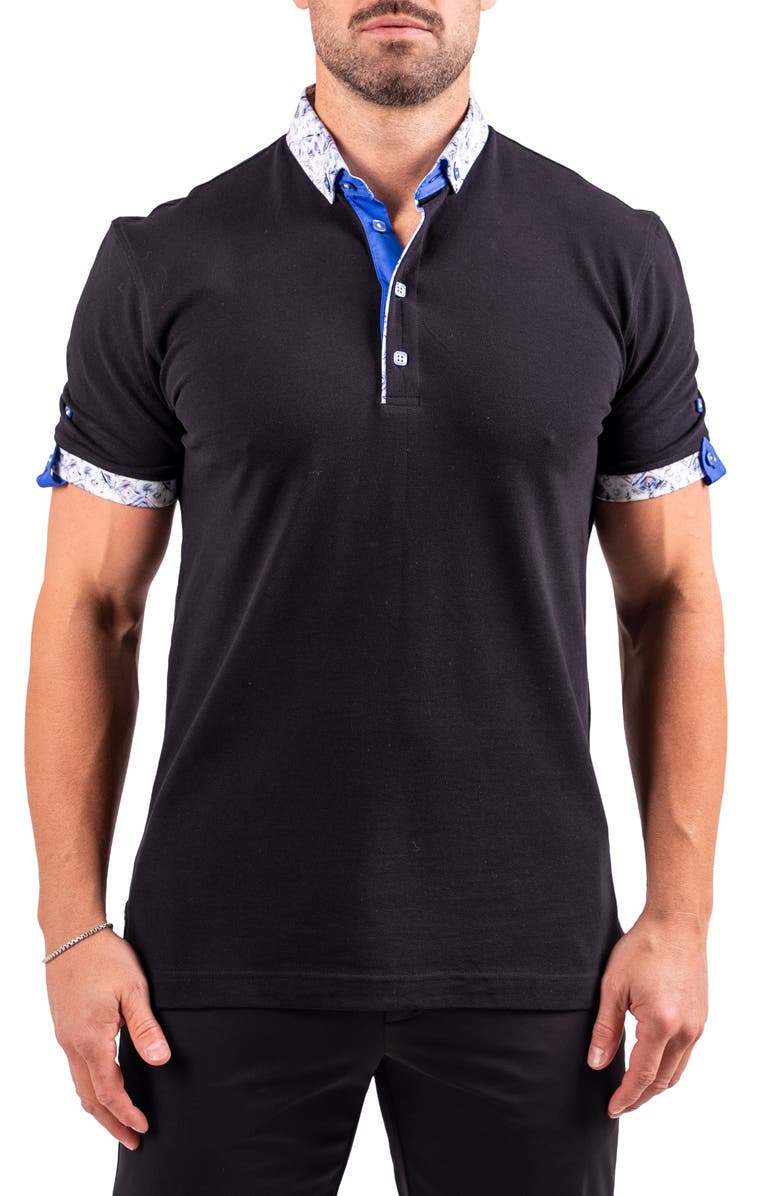 Maceoo Collarsolidjade Black Button-Down Polo, Main, color,