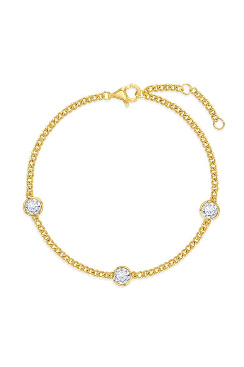Bezeled CZ Girls Plated Bracelet, Main, color, Gold