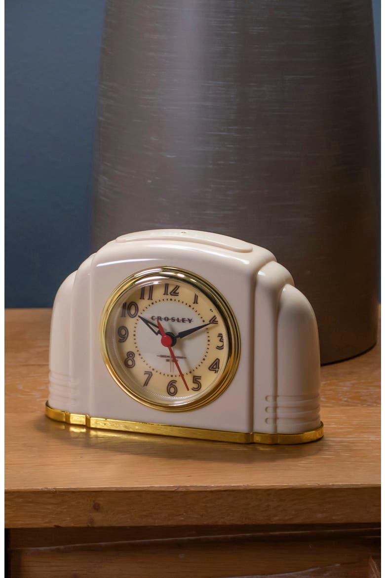 Vintage Bakelite Alarm Clock, Alternate, color, OFF WHITE