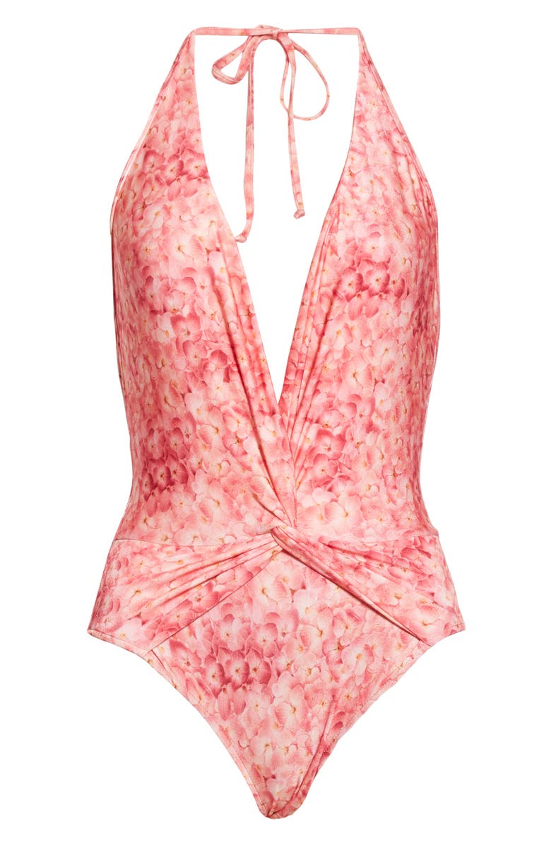 Adriana Degreas Floral One-Piece Halter Swimsuit, Alternate, color, 