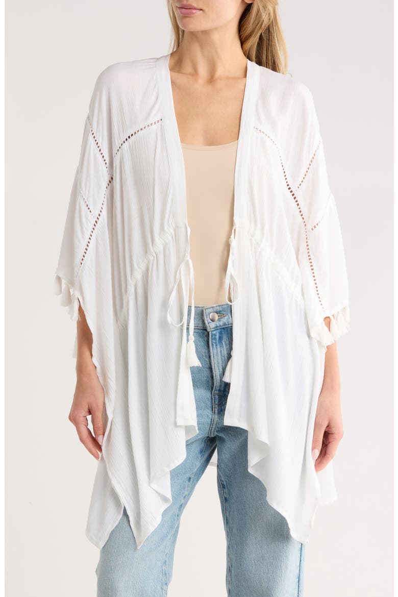 Cinch Waist Tassel Trim Topper, Main, color, BRIGHT WHITE