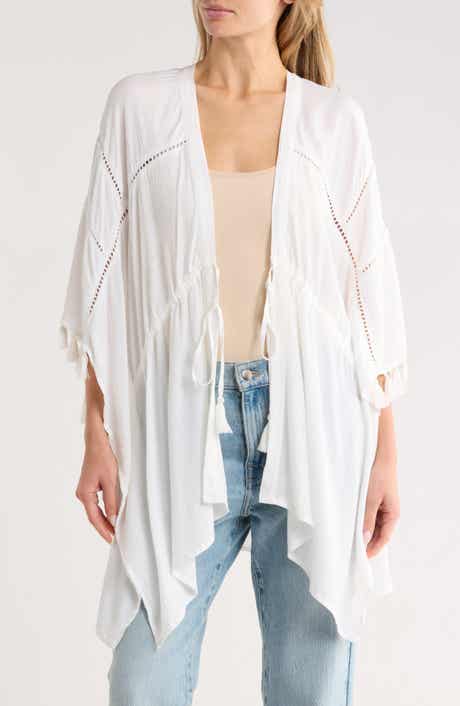 Vince Camuto Cinch Waist Tassel Trim Topper