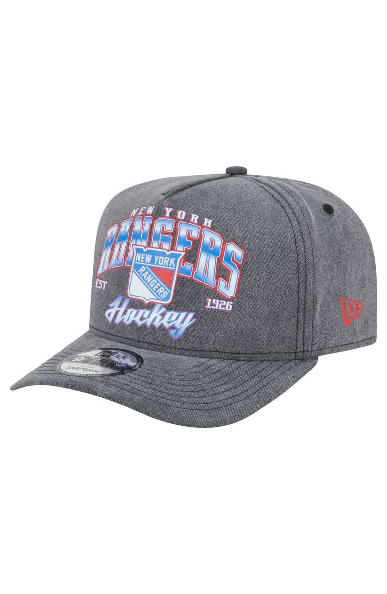 New Era Men's New Era Charcoal New York Rangers Throwback Washed A-Frame Pre-Curved 9FIFTY Snapback Hat, Main, color, Charcoal