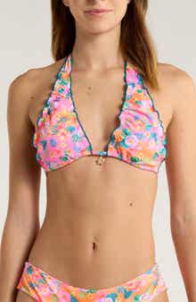 Kulani Kinis Lettuce Trim Halter Bikini Top