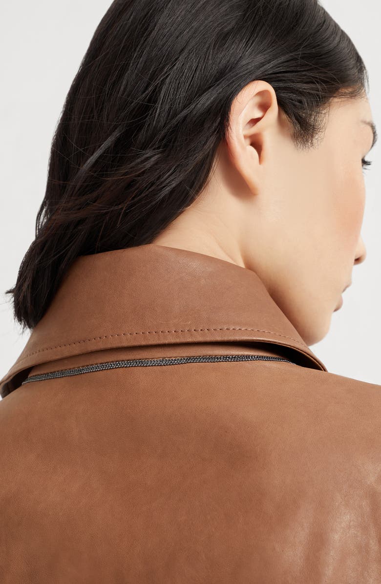 Brunello Cucinelli Vintage nappa Crop trenchcoat, Alternate, color, Leather