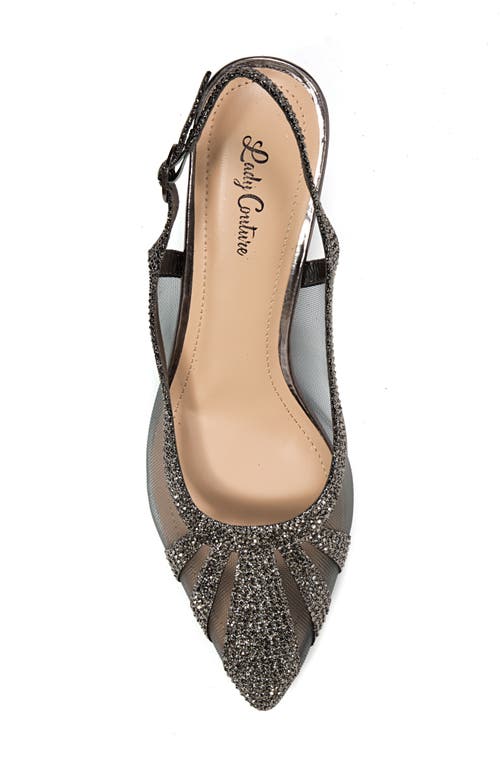 Lady Couture Macy Mesh Rhinestone Slingback Pump In Gray