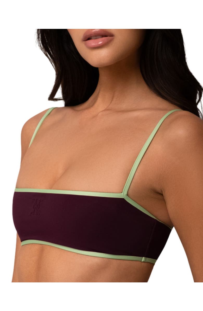 Kiki de Montparnasse Contraste Straight Neck Bikini Top, Alternate, color, Pelouse/Plum