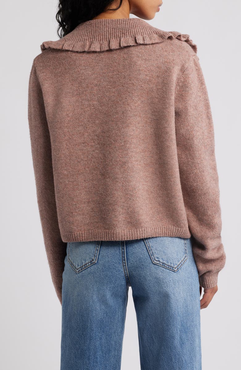 Petal & Pup Carmello Frill Collar Cardigan, Alternate, color, Mocha