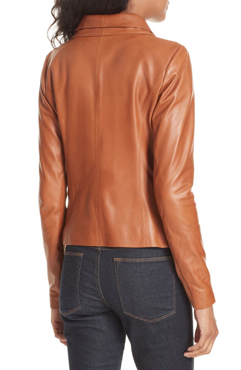 Nordstrom Signature Stand Collar Leather Jacket, Alternate, color, 
