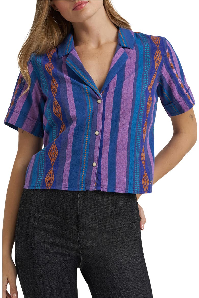 キャサリン x Lainey Wilson Crop Cotton Jacquard Camp Shirt (Women) | Nordstrom