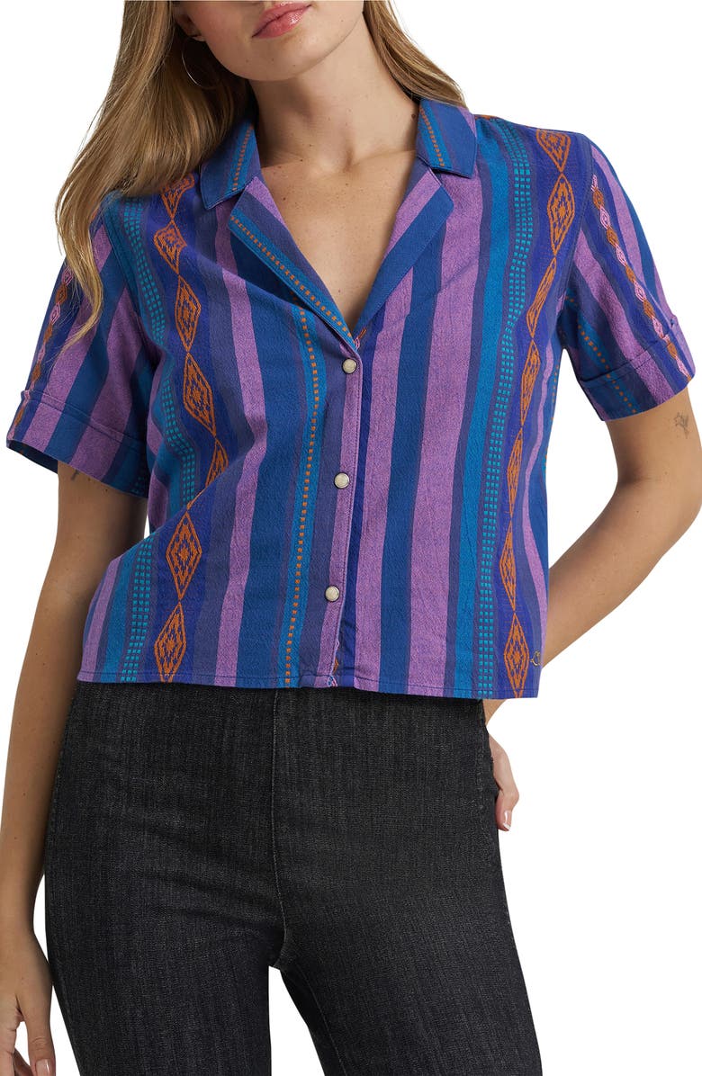 Wrangler x Lainey Wilson Crop Jacquard Cotton Button-Up Shirt, Main, color, 
