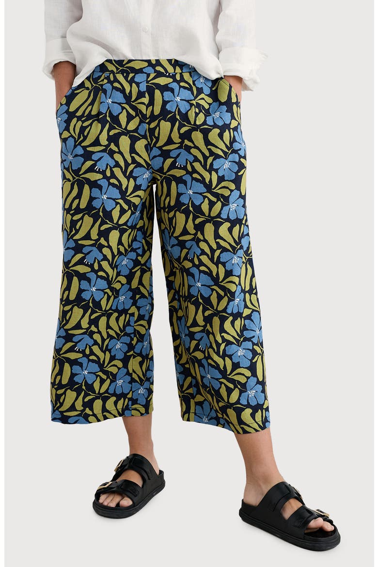 Peaceful Haven Linen Culottes, Main, color, LEAFY FLORAL MARITIME