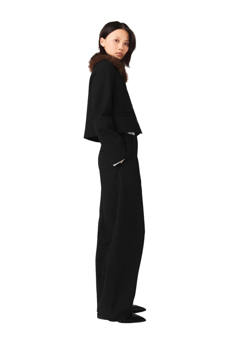 Short jacket with removable collar, Alternate, color, Black