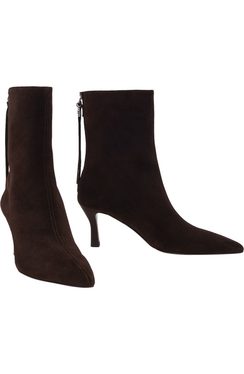 maje Chocolate Brown zipped suede ankle boots, Alternate, color, Dark Brown