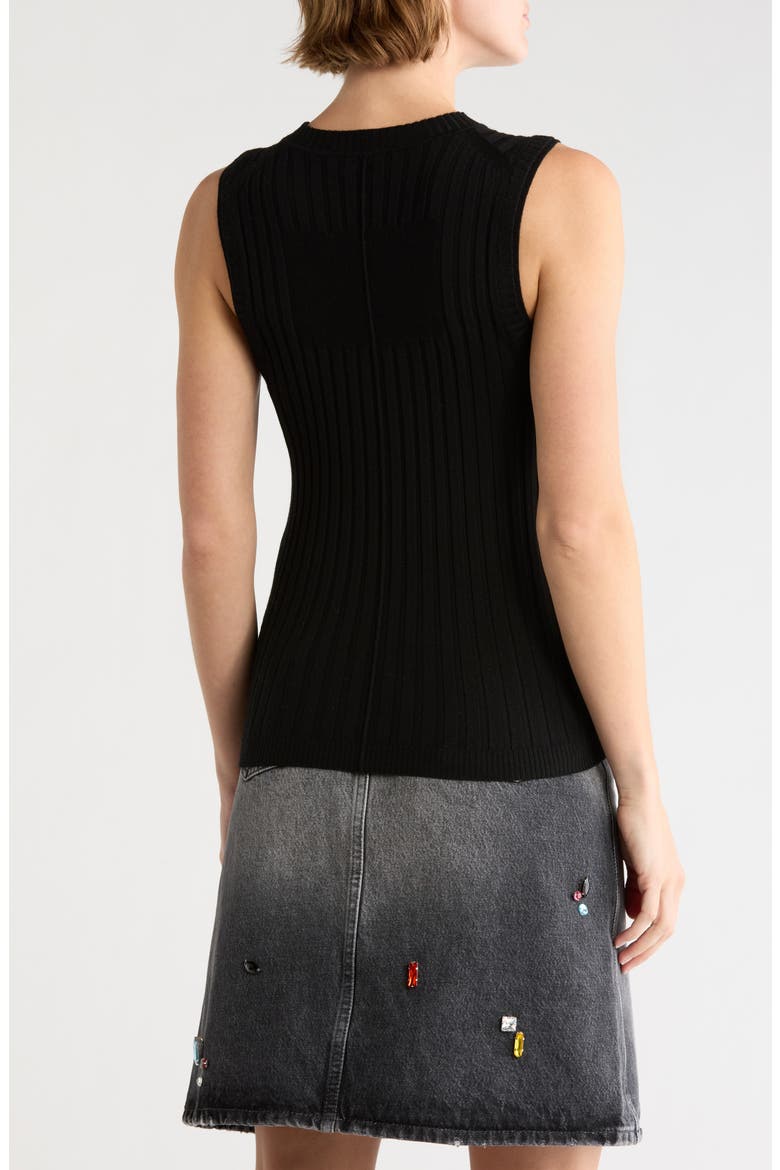 Wool Fine Ribbed Sweater Tank, Alternate, color, BLACK