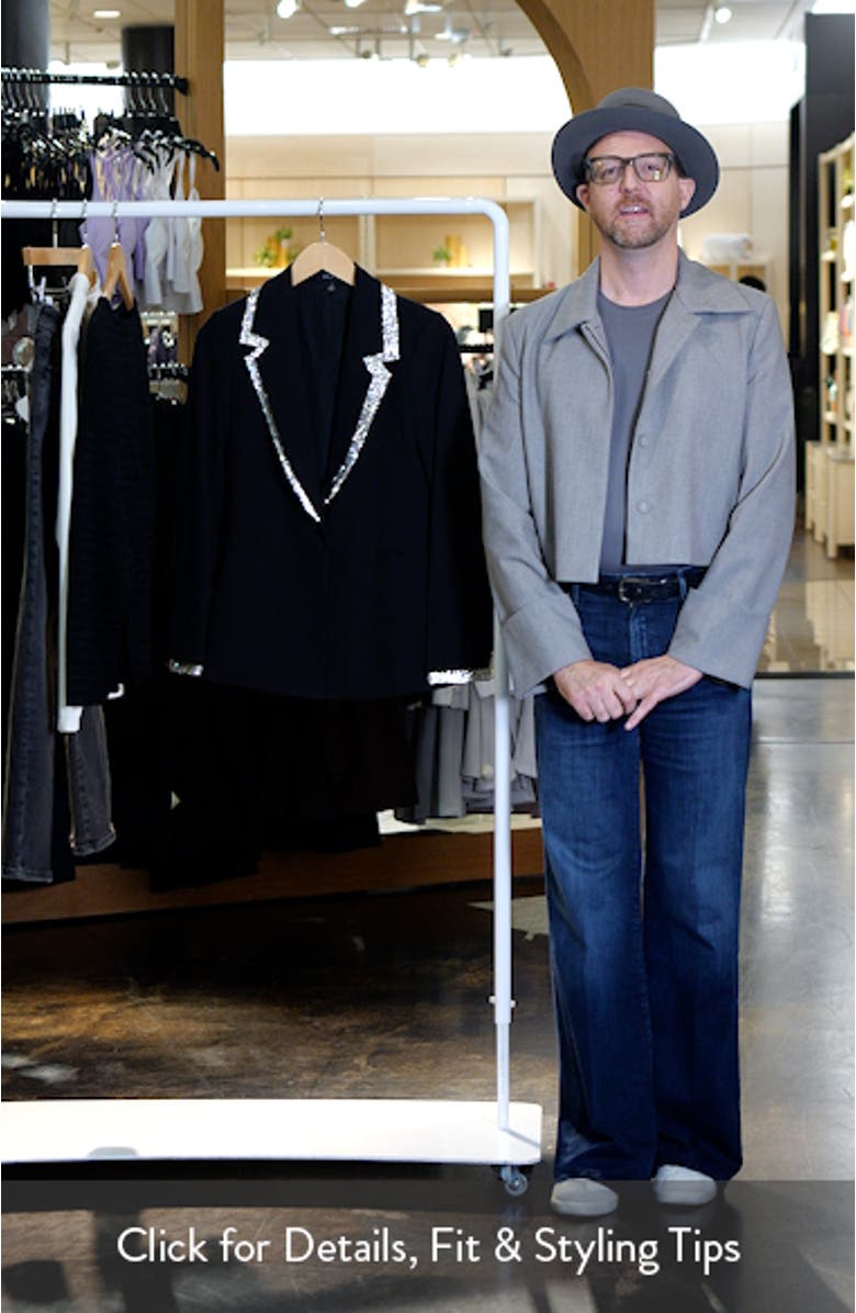 Rhinestone Trim Notch Lapel Blazer, sales video thumbnail