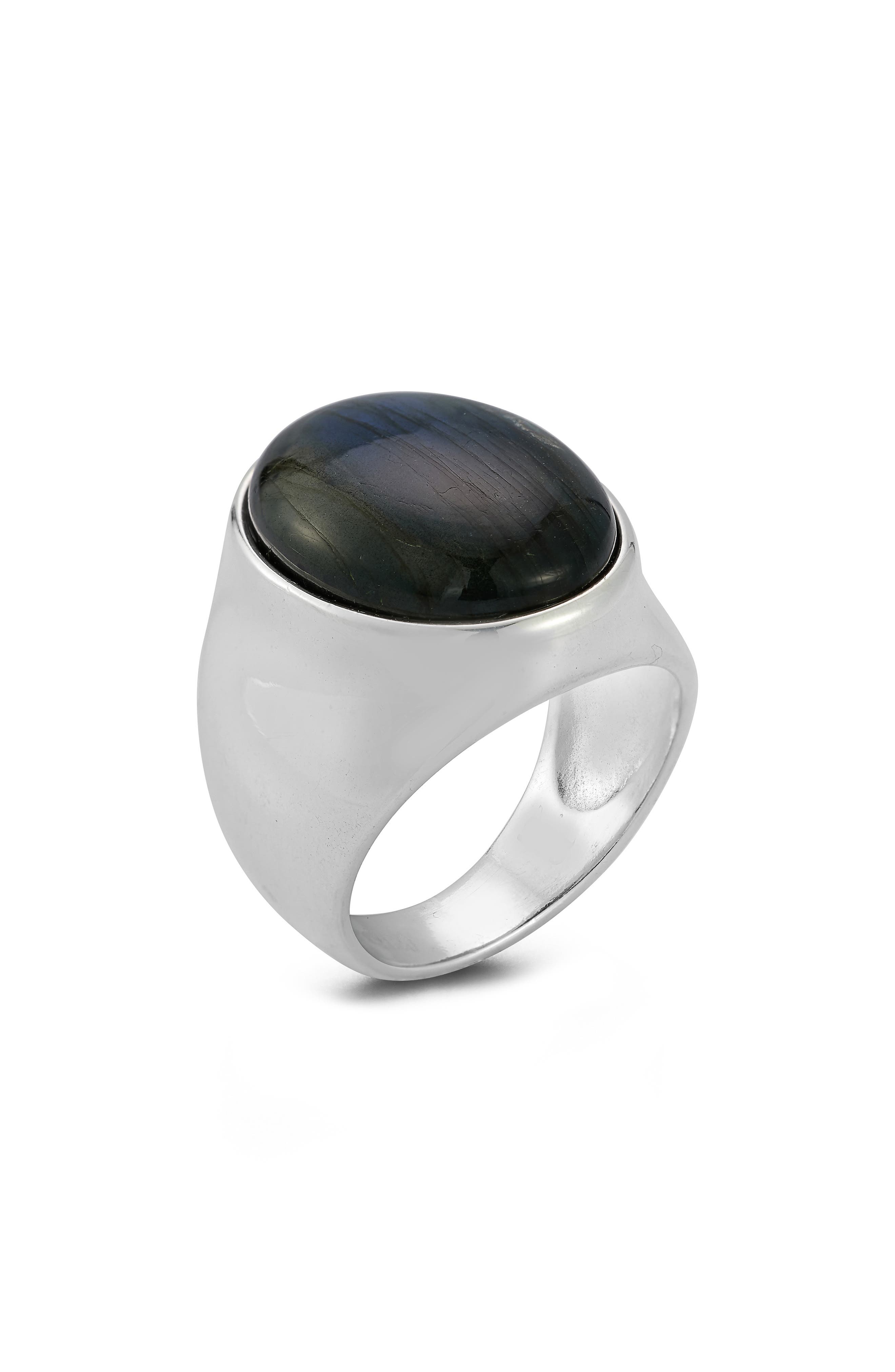 Yield of Men Sterling Silver Labradorite Signet Ring