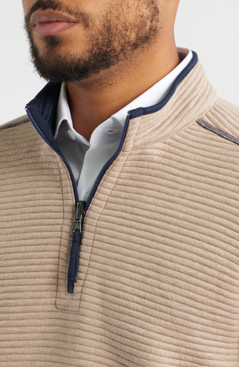 Johnston & Murphy Reversible Quilted Quarter Zip Pullover, Alternate, color, Brown Heather/ Navy
