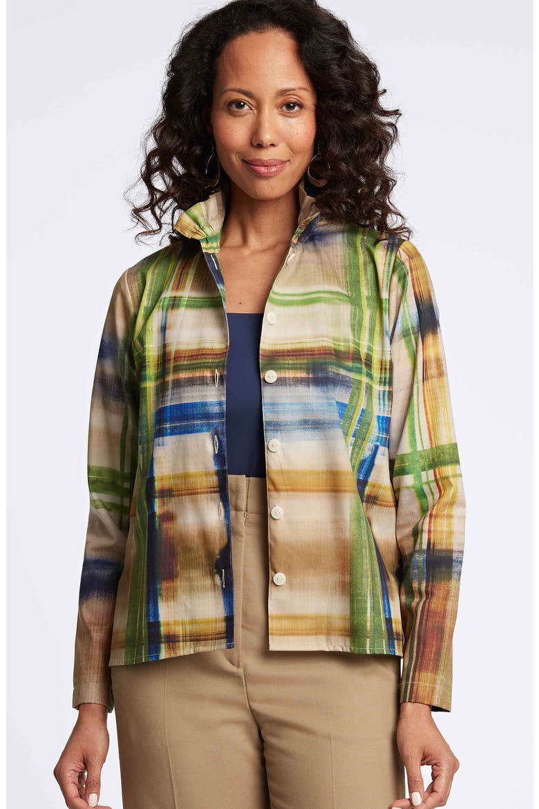 Carolina Painterly Stripe Cotton Button-Up Shirt, Alternate, color, BLUE MULTI