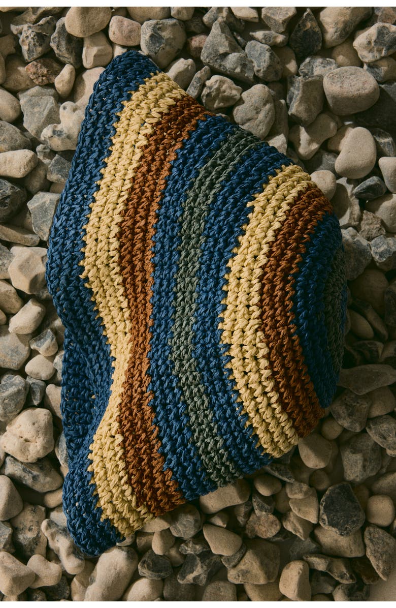 H&M Straw Bucket Hat, Alternate, color, Blue/Striped