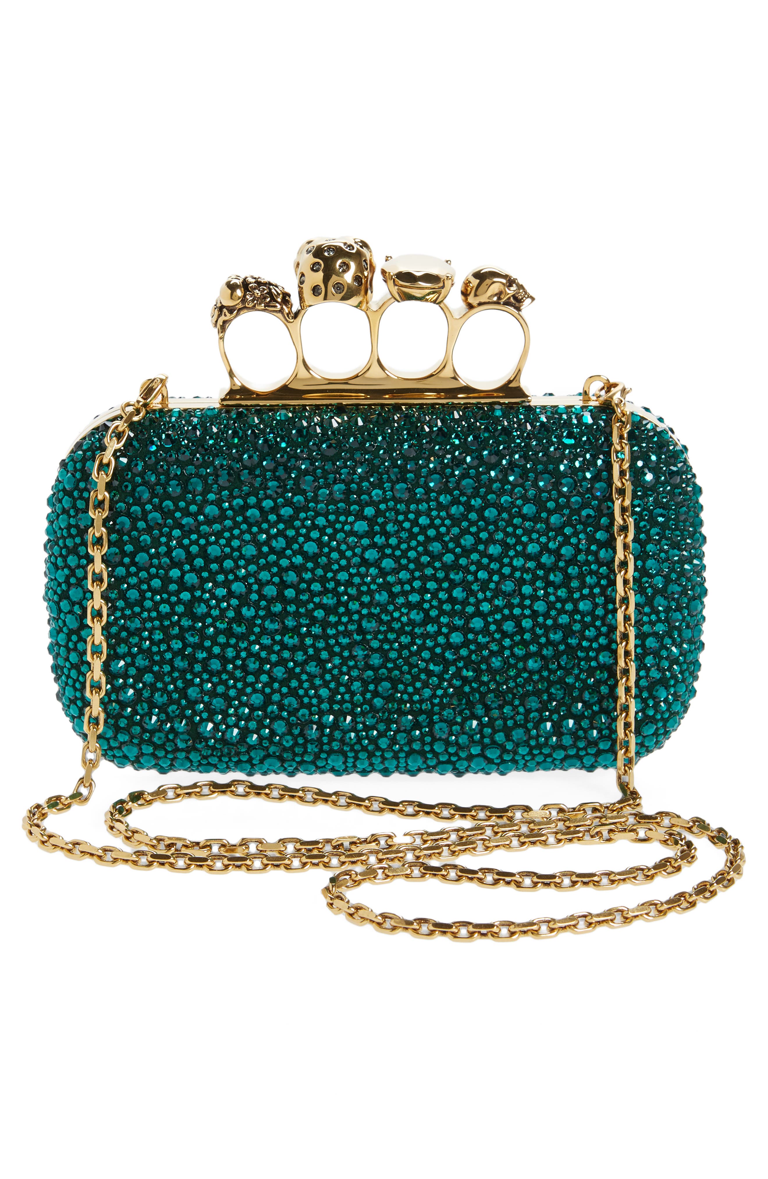 McQueen Crystal Embellished Jeweled Clutch, Alternate, color, 