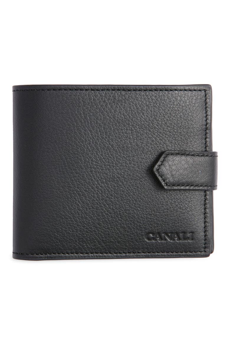 Tumbled Calfskin Billfold Wallet, Main, color, BLACK