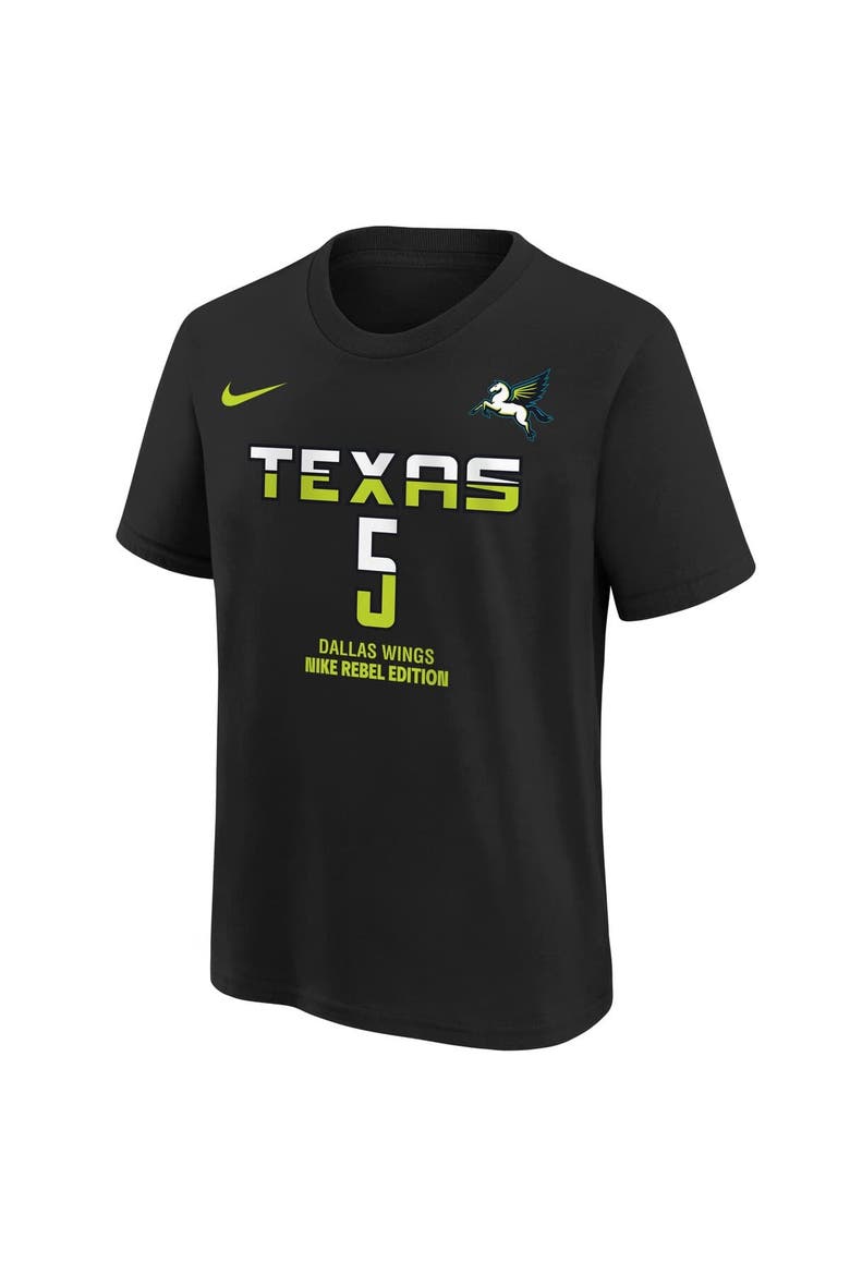 Youth Nike Paige Bueckers Black Dallas Wings 2025 WNBA Draft Rebel Name & Number T-Shirt, Alternate, color, Black