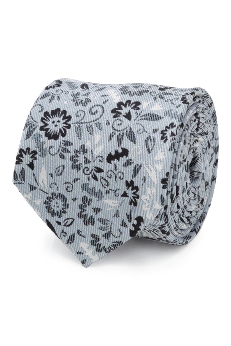 Batman Floral Silk Tie, Alternate, color, BLUE