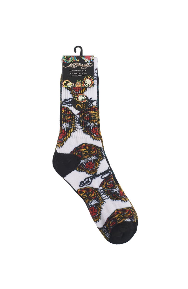 Ed Hardy 360 Print Full Cushion Crew Sock 2-Pack, Alternate, color, Multi