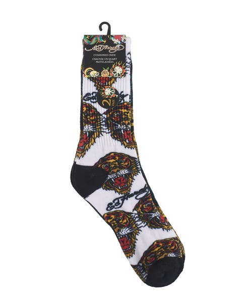 Ed Hardy 360 Print Full Cushion Crew Sock 2-pack In Multi