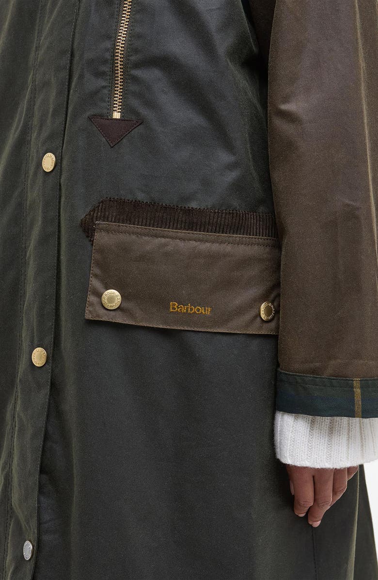 Barbour Evette Water Repellent Waxed Car Coat, Alternate, color, Fern/Beech/Ancient Tartan