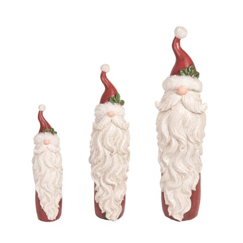 Christmas Bearded Santas Set of 3 Decorative Figurines