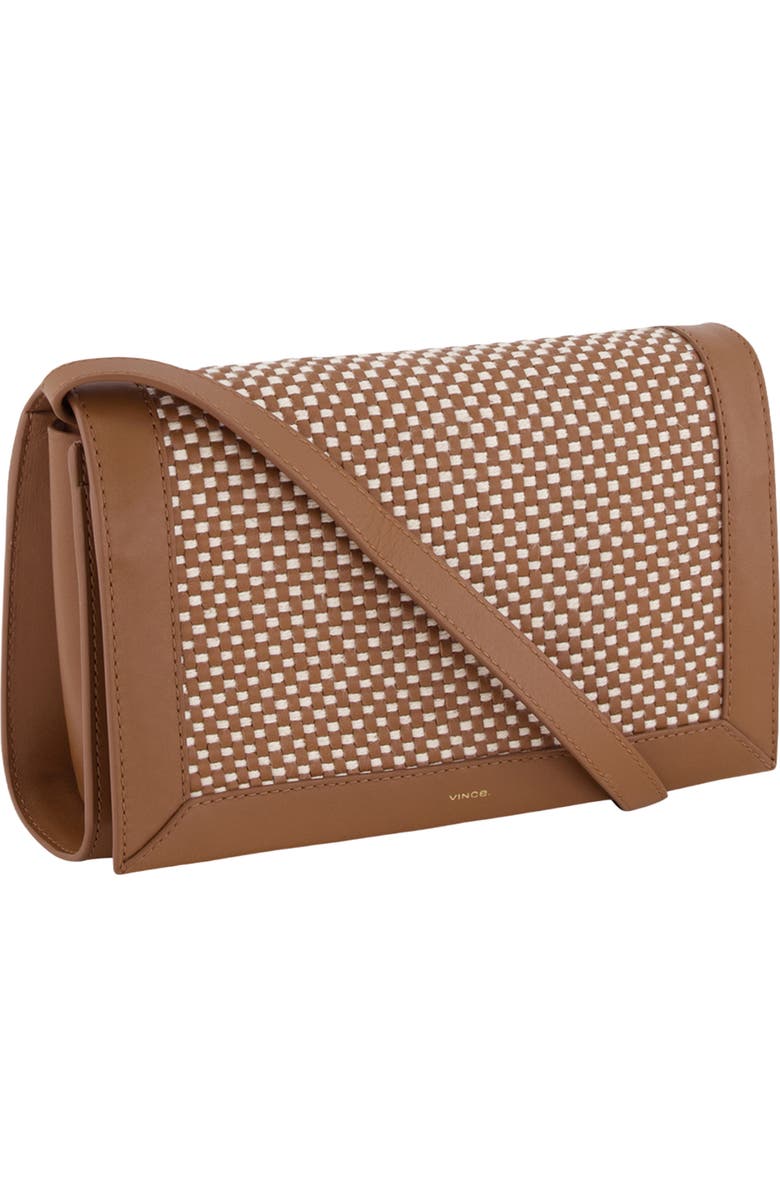 Vince Woven Leather Wallet on a Strap, Alternate, color, Saddle/ Milk