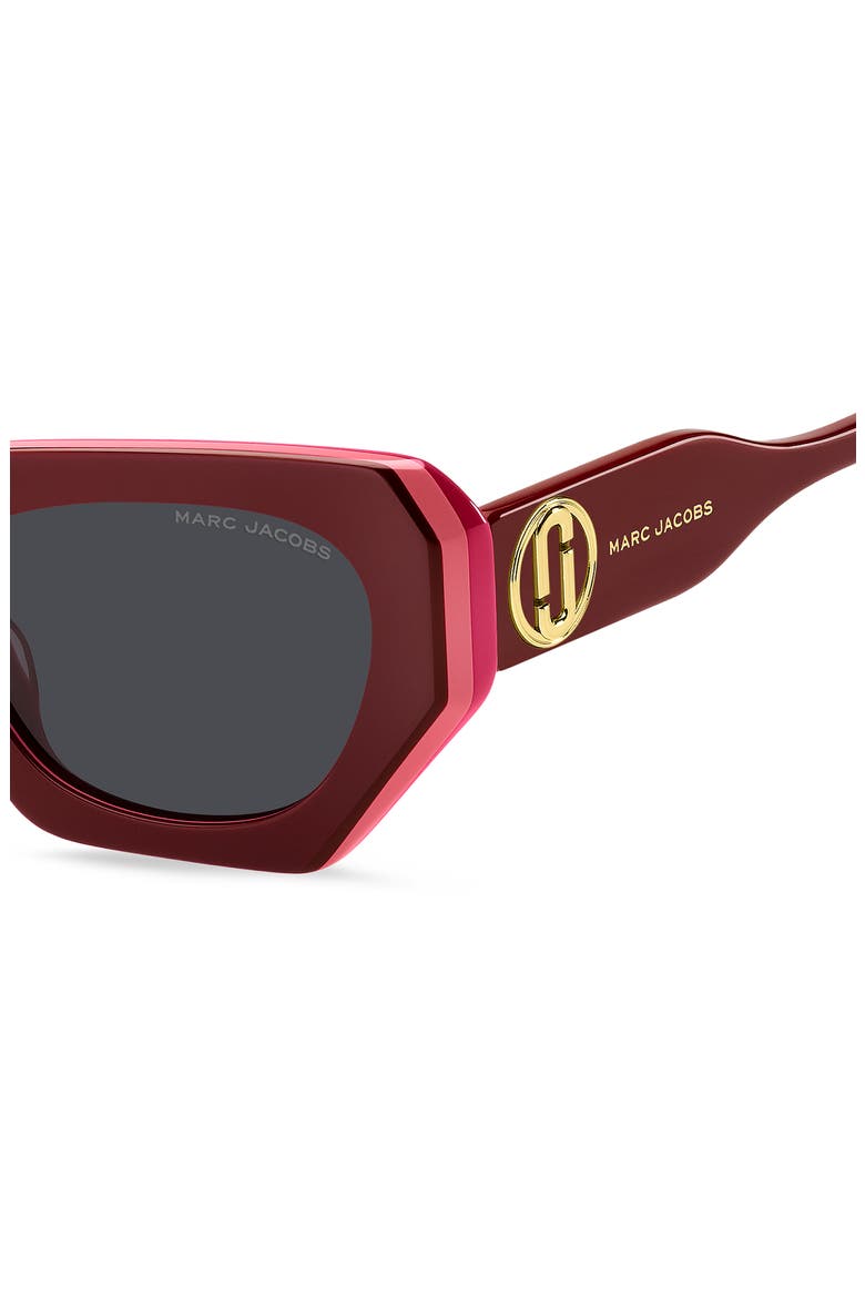 52mm Rectangular Geometric Sunglasses, Alternate, color, BURGUNDY FUCHSIA
