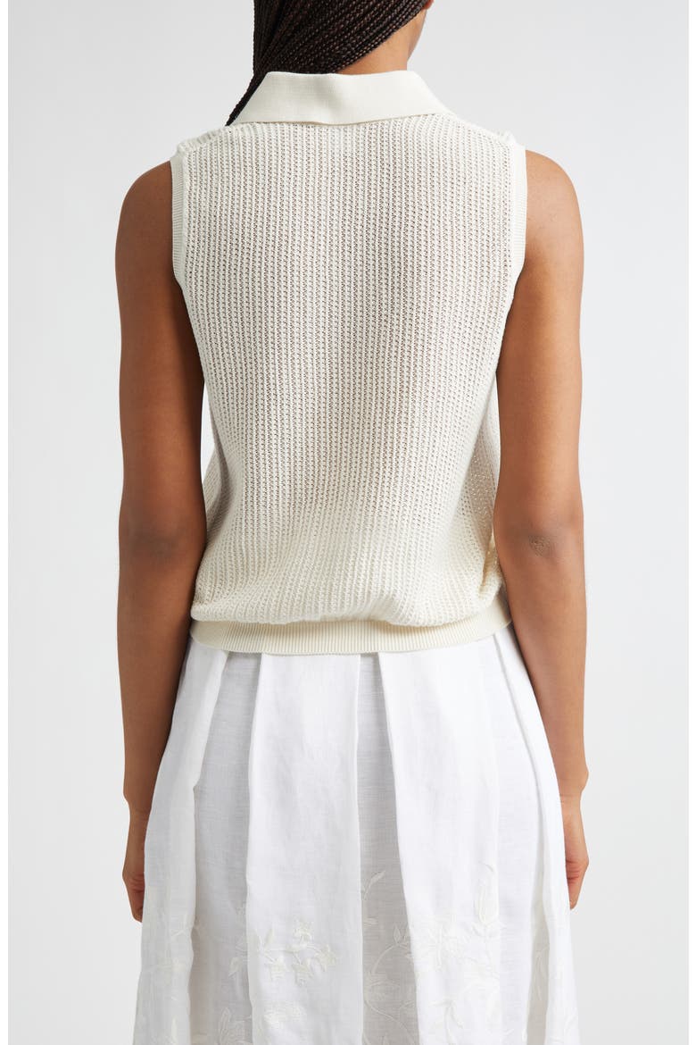 Sleeveless Open Stitch Polo, Alternate, color, IVORY