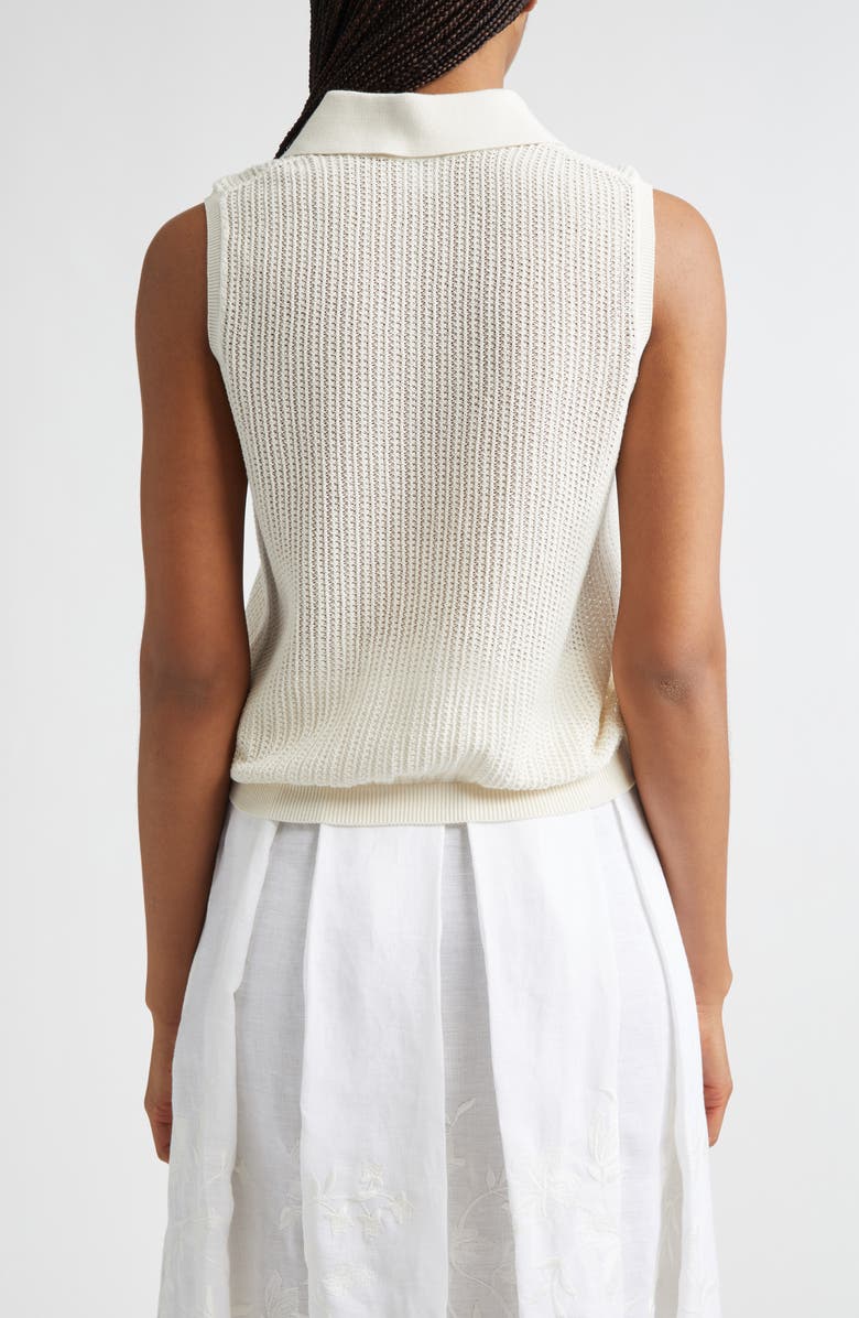 Eleventy Sleeveless Open Stitch Polo, Alternate, color, 00 Ivory