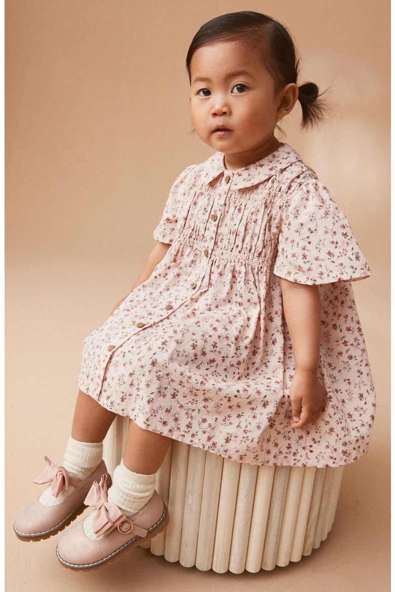 Kids' Floral Cotton Shirtdress, Alternate, color, PINK