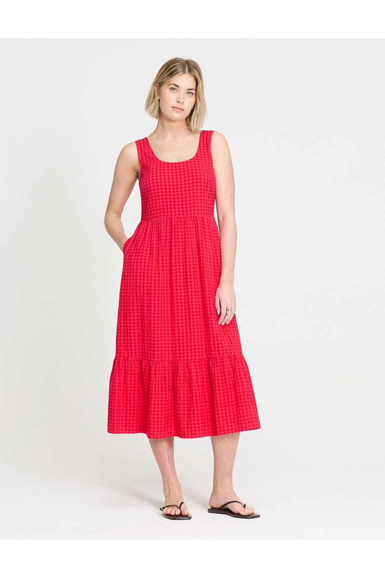 Petite Cara Gingham Seersucker Dress, Alternate, color, Pink